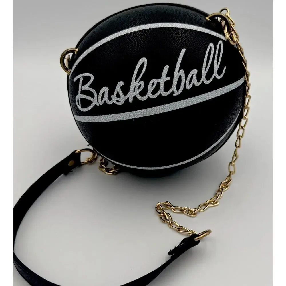Basketball Shoulder Women Messenger Bag Purse Tote Mini Crossbody Round Handbag - Picture 1 of 6